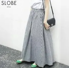 美品　SLOBE IENA リネンギャザースカート　チェック