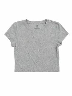 GAP クロップド丈 リブTシャツ グレー M
