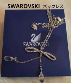 美品SWAROVSKI リボン型ネックレス