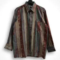 美品 秀逸【VINTAGE】80s 90s アート 総柄 ビンテージポリシャツ