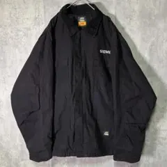 USA古着 デトロイト ダック ジャケット コーデュロイ襟 企業ロゴ 刺繍 黒