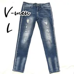 V-men ブイメン ダメージ加工　スキニーデニム【L】 スウェットライン
