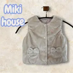 ミキハウス リバーシブルベスト 花柄×ファー うさぎ刺繍 ピンク 女の子