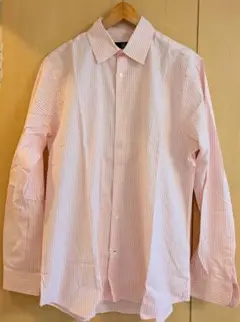 Aquascutum メンズピンクストライプ長袖シャツ 151/39