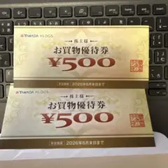 YAMADA HLDGS. お買物優待券 ¥500×2 ヤマダデンキ　電気