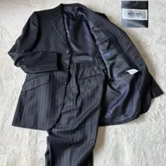 J7416 美品 エルメネジルドゼニア Firenストライプスーツ ネイビー48