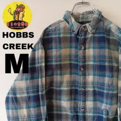USA古着　HOBBS CREEK　ネルシャツM　ライトブルーネイビー　オンブレ