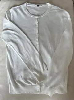 ユニクロ　ホワイト ボタン付きカーディガン　 Lサイズ