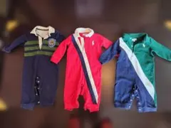 まとめ　ラルフローレン　ロンパース　3点セット ネイビー 赤 緑　70cm 6m