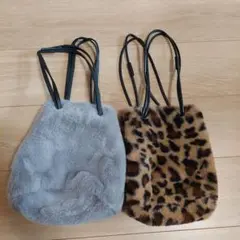 しまむら　ファー巾着バッグ　２点セットのサムネイル