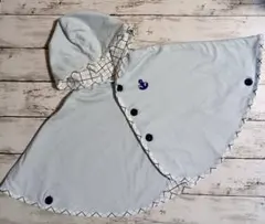 美品　MIKI HOUSE　ポンチョ 70  80 90 水色　チェック　男の子