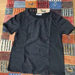黒のレースデザイン半袖Tシャツ Mサイズのサムネイル