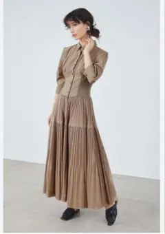 FRAY ID ベージュ シャツワンピース ロング丈