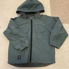 べべ　フード付きダークグリーン&グレー　ジャケット 120cmリバーシブル