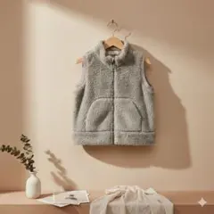 ユニクロ 80cm ボアベスト ベージュ ベスト