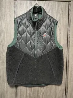 XL 希少サイズ Nike フリース キルティング ベスト ブラック グリーン