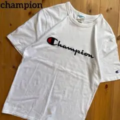 【希少】champion 刺繍　フロントロゴ　ヘビーウイト　tシャツ 白のサムネイル