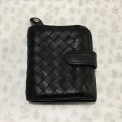 BUTTERO ブッテロ 編み込み レザー 二つ折り財布 ブラックのサムネイル