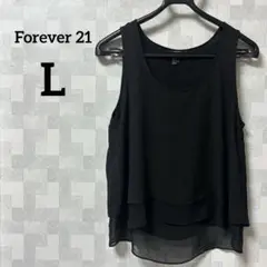 SALE✨️Forever 21 【L】ブラック ノースリーブチュニック 無地