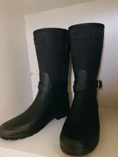 Hunter レインブーツ　バックル付きブラック長靴