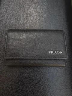 PRADA Saffiano Leather Key Case Black