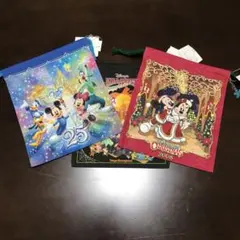 【新品・未使用】ミッキーマウス 25周年・巾着セット：ハロウィン・クリスマスのサムネイル