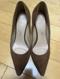 銀座かねまつ【23.5】ブラウン スエードパンプス
