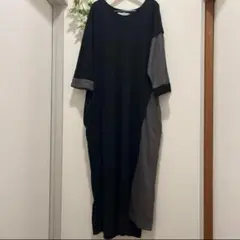 n'Or LABEL ロングワンピース コットン100% 黒 グレー ゆったり