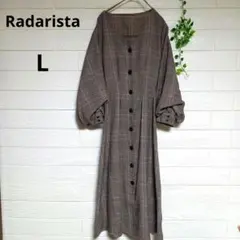Radarista チェック柄 (グレーと茶色)シャツワンピース L