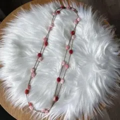 ✨室内着用のみ✨ピンクと赤のマーブルストーンロングネックレス