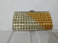 スタッズ装飾クラッチバッグ ゴールドシルバー