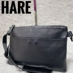 ハレ　リアルレザー　ショルダーバッグ　サコッシュ　ブラック　メンズ　男女兼用