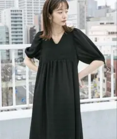KBF バックリボンパフスリーブワンピース