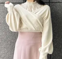 INGNI イング 長袖 レースインナーカシュクールニット