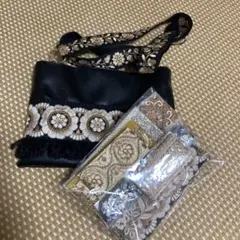 インド刺繍入りショルダーバッグとインド刺繍リボンセット