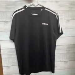 adidas ブラック Tシャツ ストライプ