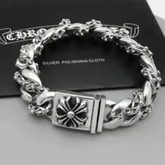 ブレスレット　アクセサリー　ファンシー　クロスチェーン　メンズ　シルバー　重厚感