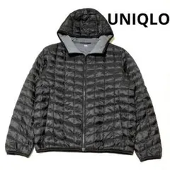 ユニクロ　UNIQLO MEN ライトウォームパデットパーカ　黒　/　L