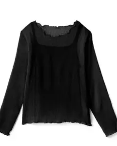 grl シアー　ブラウス　黒　シフォン