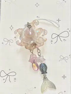 612 紫陽花ブーケ✴小鳥✴レジンヘアゴムキーホルダーブローチ - メルカリ