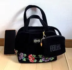FEILER 花柄刺繍 バッグ ポーチ付き