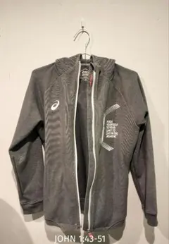 (正規品) ASICS フルジップ フード付きジャケット グレー