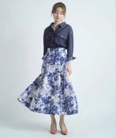 アプワイザーリッシェ ブラッシュフラワープリント スカート M