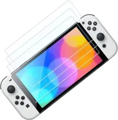 Switch 有機EL ガラスフィルム２枚OLED 画面 保護　スティックカバー