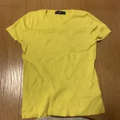 ZARA イエロー リブニット 半袖 Tシャツ M