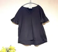 美品⭐️ OPAQUE.CLIP フリルスリーブカットソー　ダークブラウン⭐️のサムネイル