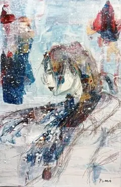 道化師 ピエロ クラウン絵画 青 人形 アクリル絵の具 絵画 - メルカリ