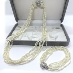 10連 パール ネックレス ブレスレット セット 保証書付き 2WAY - メルカリ