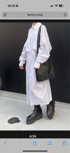 新品タグ付き　ファシル　ウエストデザインシャツドレス　シャツワンピース　ホワイト