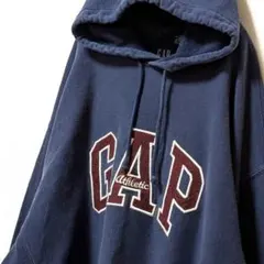 ギャップ GAP ロゴ刺繍 スウェットパーカー ネイビー 紺色 XL 古着